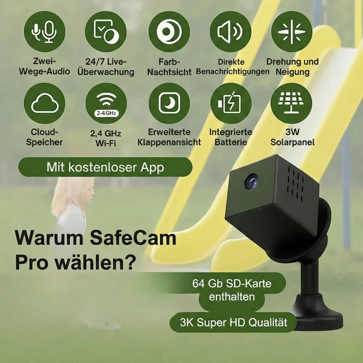 SafeCam Pro™ | Totale Sicherheit – auch ohne Internet oder Strom