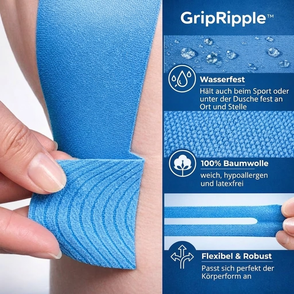GripRipple™ – Vorgestanzte Kinesiotapes für das Knie